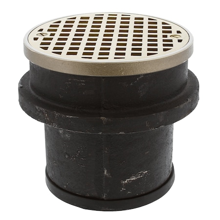 Jones Stephens 3in. Cast Iron Gasket Connection Drain with 5in. Polished Brass Strainer with Ring D62951